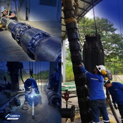 Reparacion e instalación de bomba de turbina vertical. Empresa Pública Aguas de Manta - Estación Caza Lagarto Santa Ana - Manabí